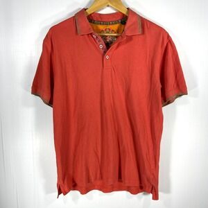 Robert Graham Coral Orange Short Sleeve‎ Polo Shirt Mens Medium